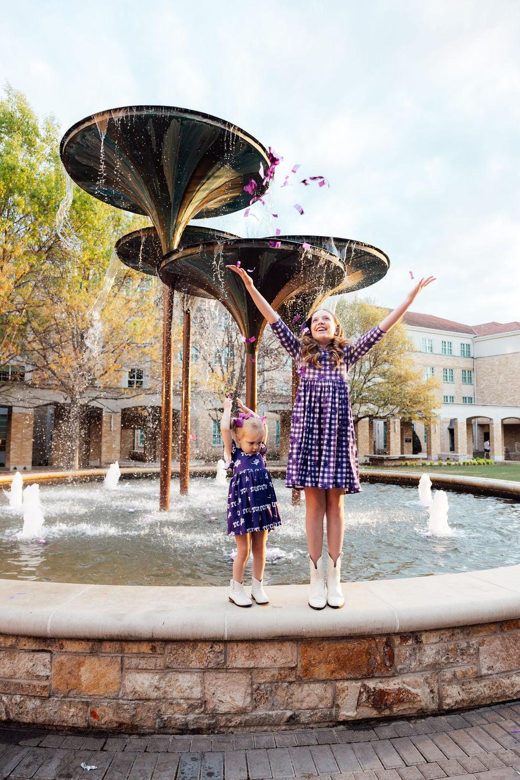 TCU Purple Frog Flutter Twirl Dress