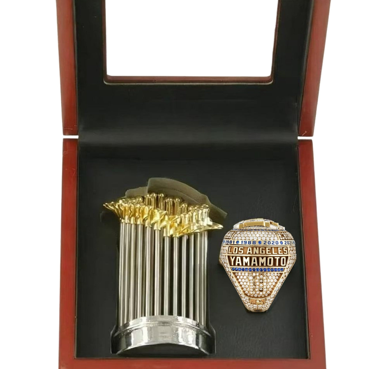 2025 Los Angeles Baseball Championship Replica Ring & Trophy Set – Fan Collectible Jewelry Gift