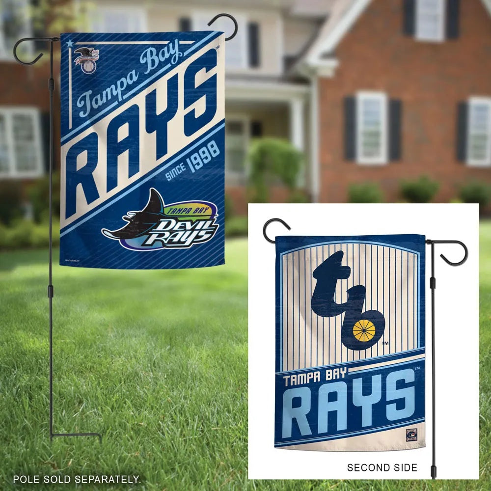 Tampa Bay Rays Garden Flag 2 Sided Classic Logo Pinstripe