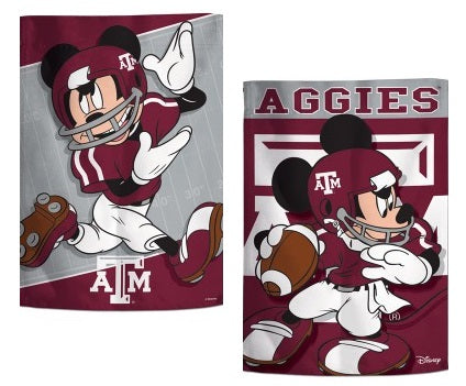 Texas A&M Garden Flag 2 Sided Mickey Mouse
