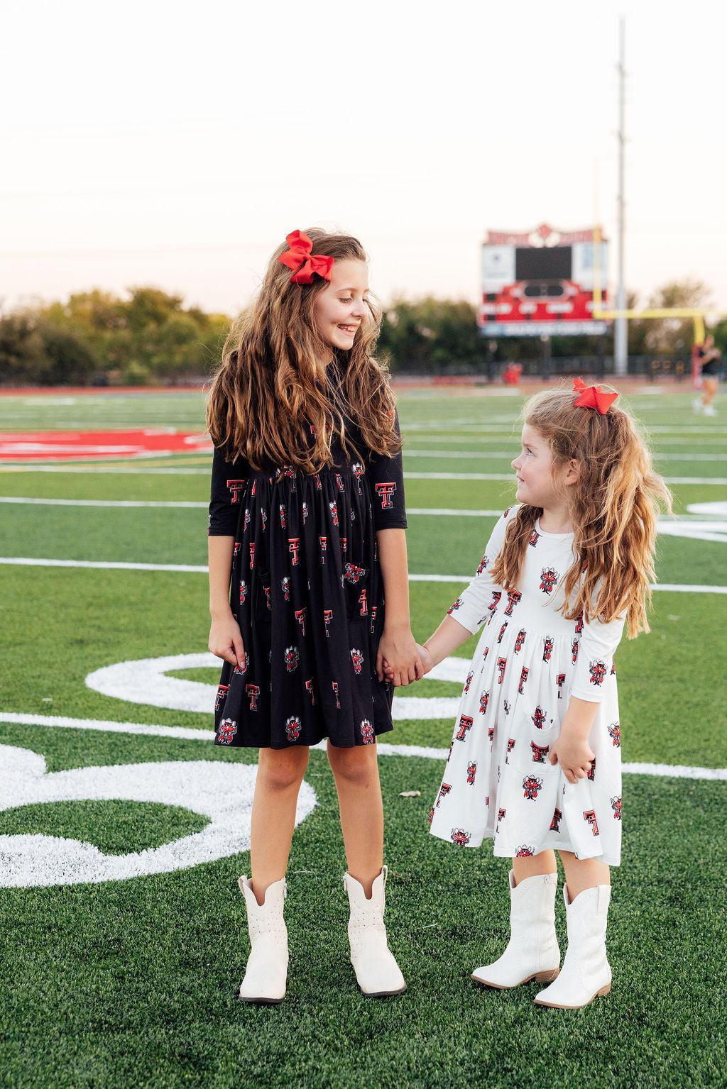 Texas Tech Black Raider Red 3/4 Sleeve Pocket Twirl Dress