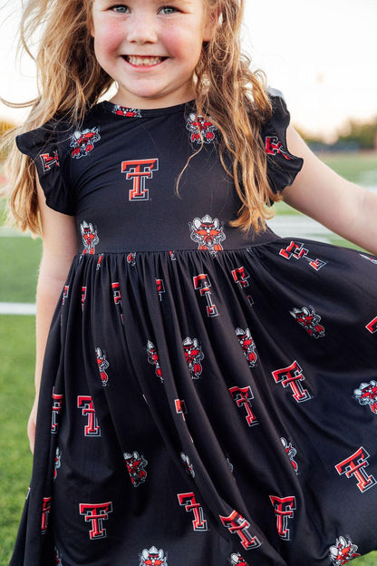 Texas Tech Black Raider Red Flutter Twirl Dress
