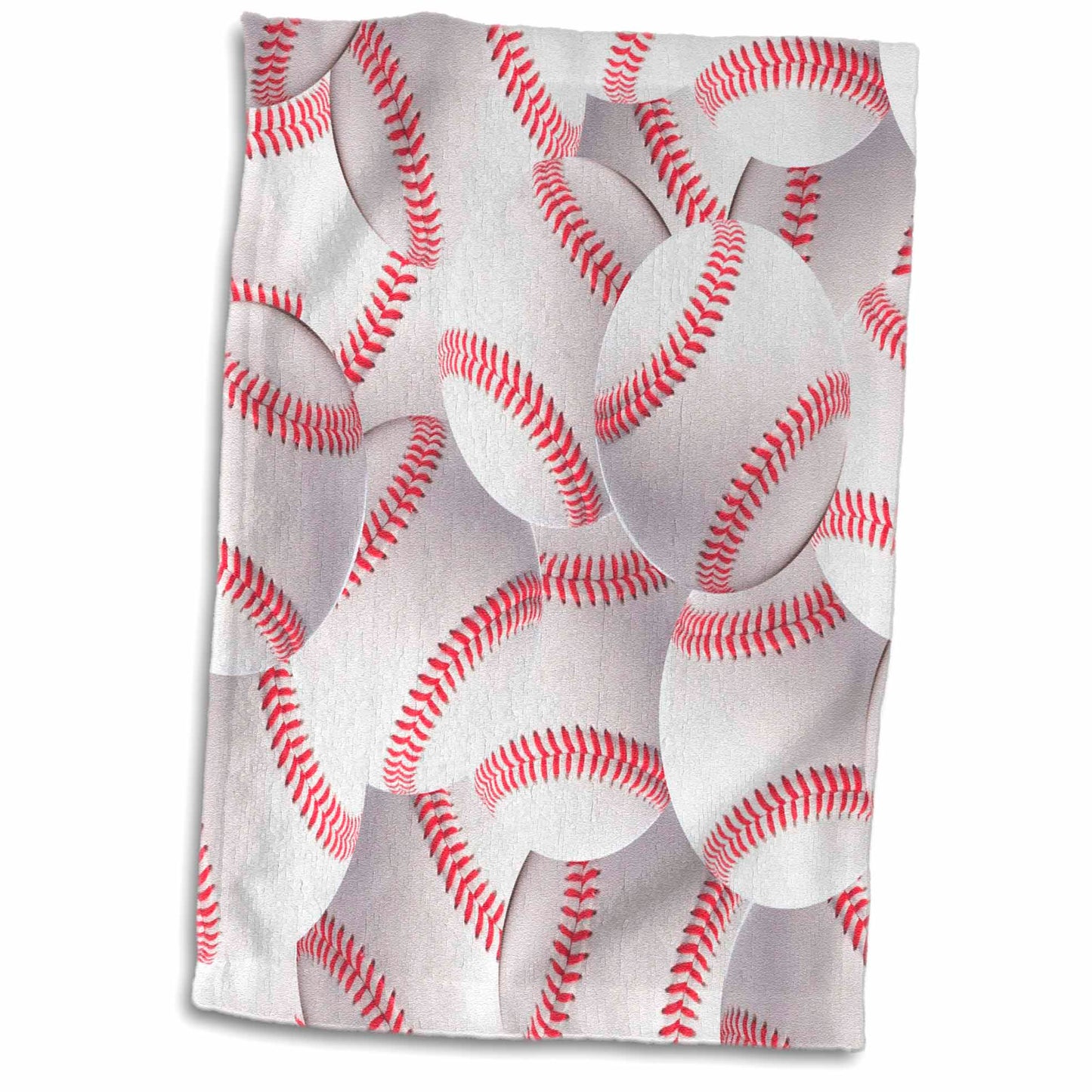 3dRose Baseball Pattern - White and red Balls - Base Ball Sport - Sporty -... - Towels (twl-161323)