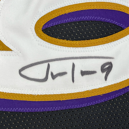 Framed Autographed/Signed Justin Tucker 35x39 Baltimore Black Football Jersey JSA COA