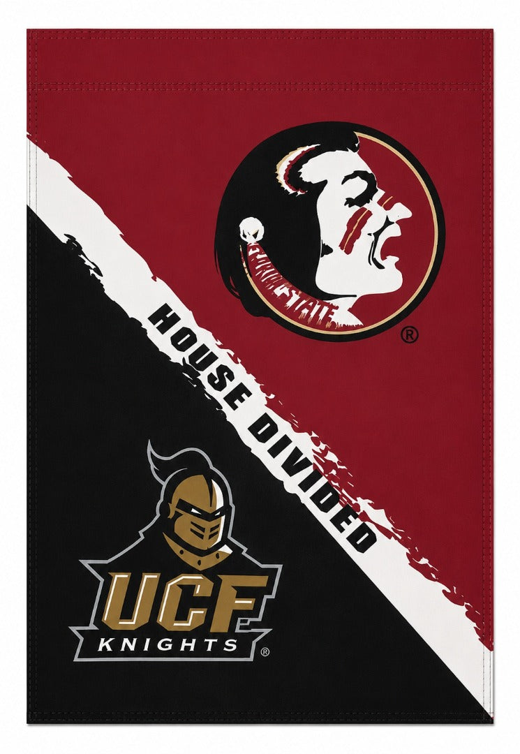 UCF vs Florida State House Divided Garden Flag 2 Sided Rivalry