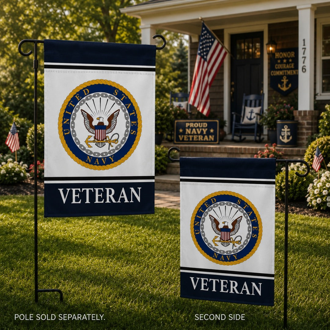 US Navy Veteran Garden Flag 2 Sided Military