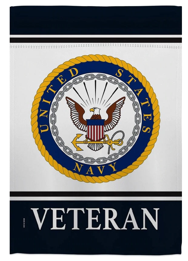 US Navy Veteran Garden Flag 2 Sided Military