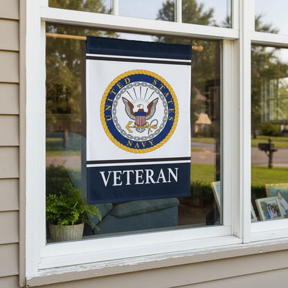 US Navy Veteran Garden Flag 2 Sided Military