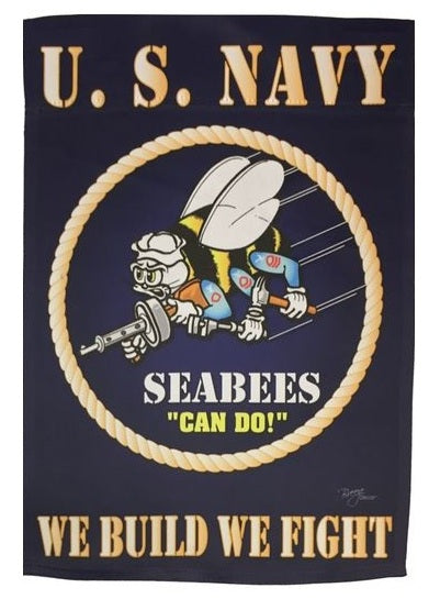 US Seabees 2 Sided Garden Flag We Build We Fight