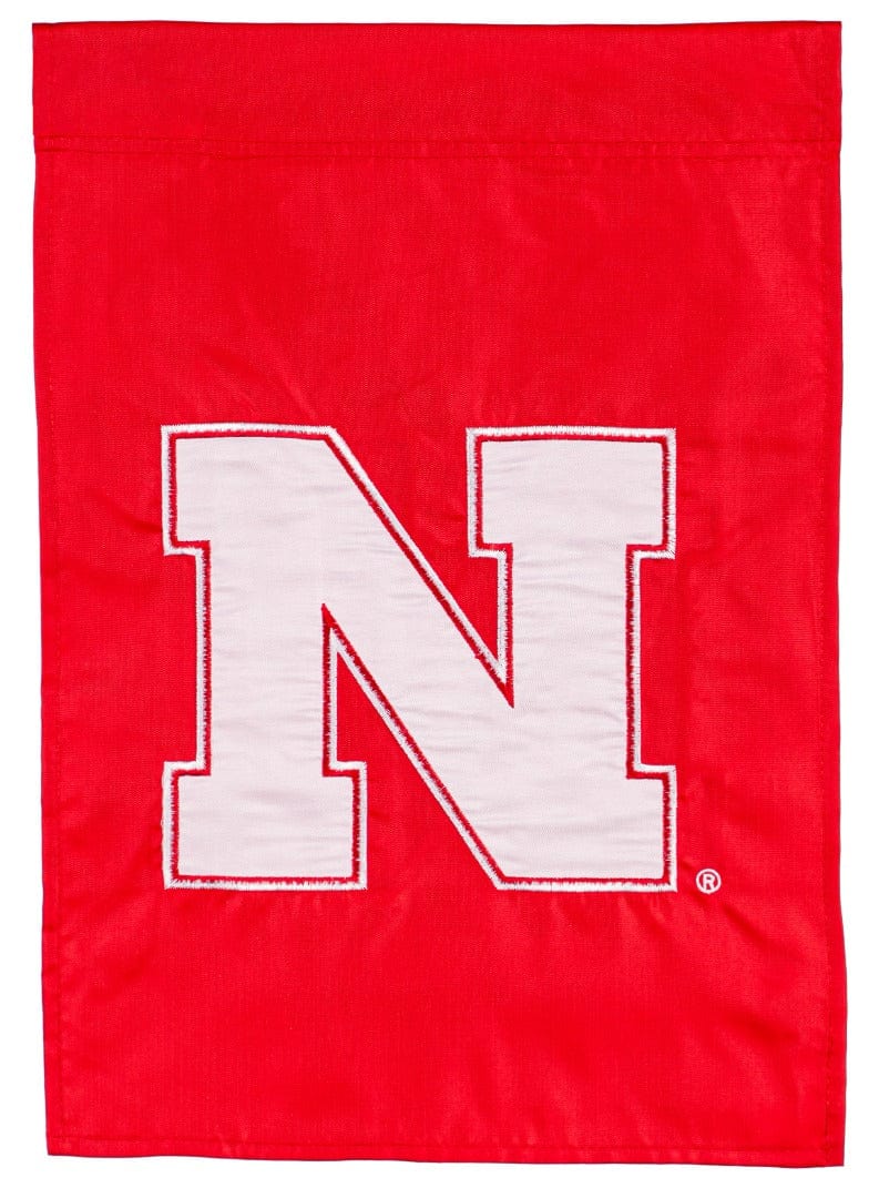 University of Nebraska Garden Flag 2 Sided Applique Logo
