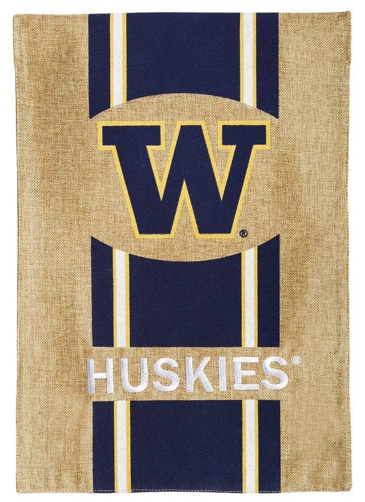 University of Washington Huskies Garden Flag 2 Sided Burlap