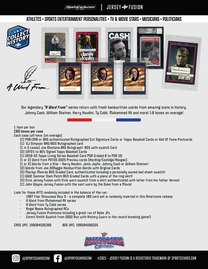 Americana Edition Case- (1) Graded/Autograph/Word or Material Item Per Box - (32) Boxes