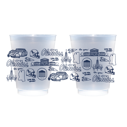 The University of Mississippi (Ole Miss) - Shatterproof Cups, Set of 8