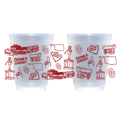 OU Shatterproof Cups - Set of 8