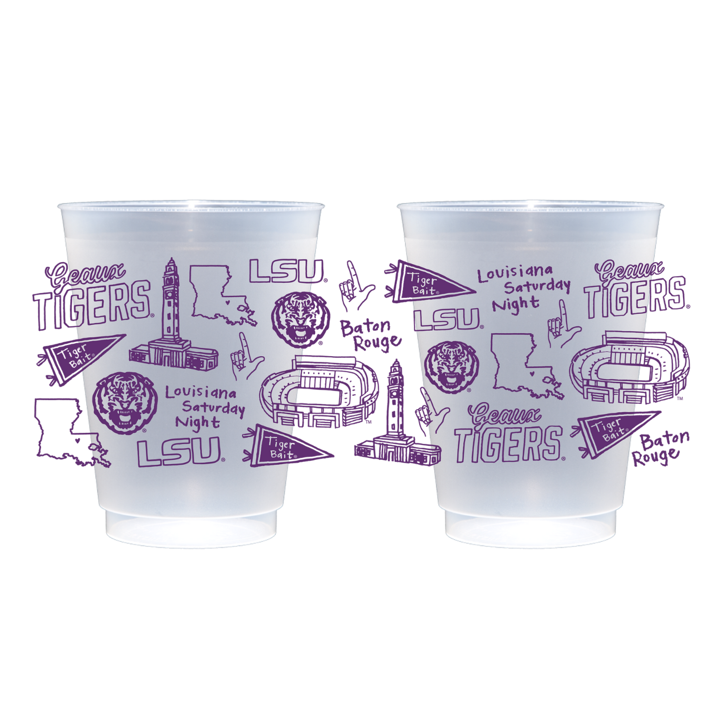 LSU Shatterproof Cups - Set of 8