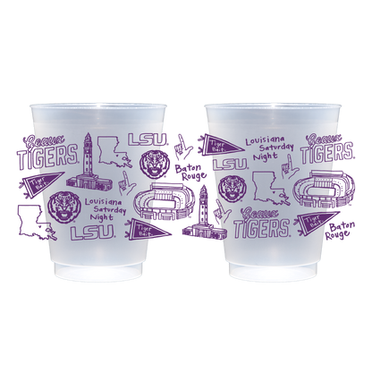 LSU Shatterproof Cups - Set of 8
