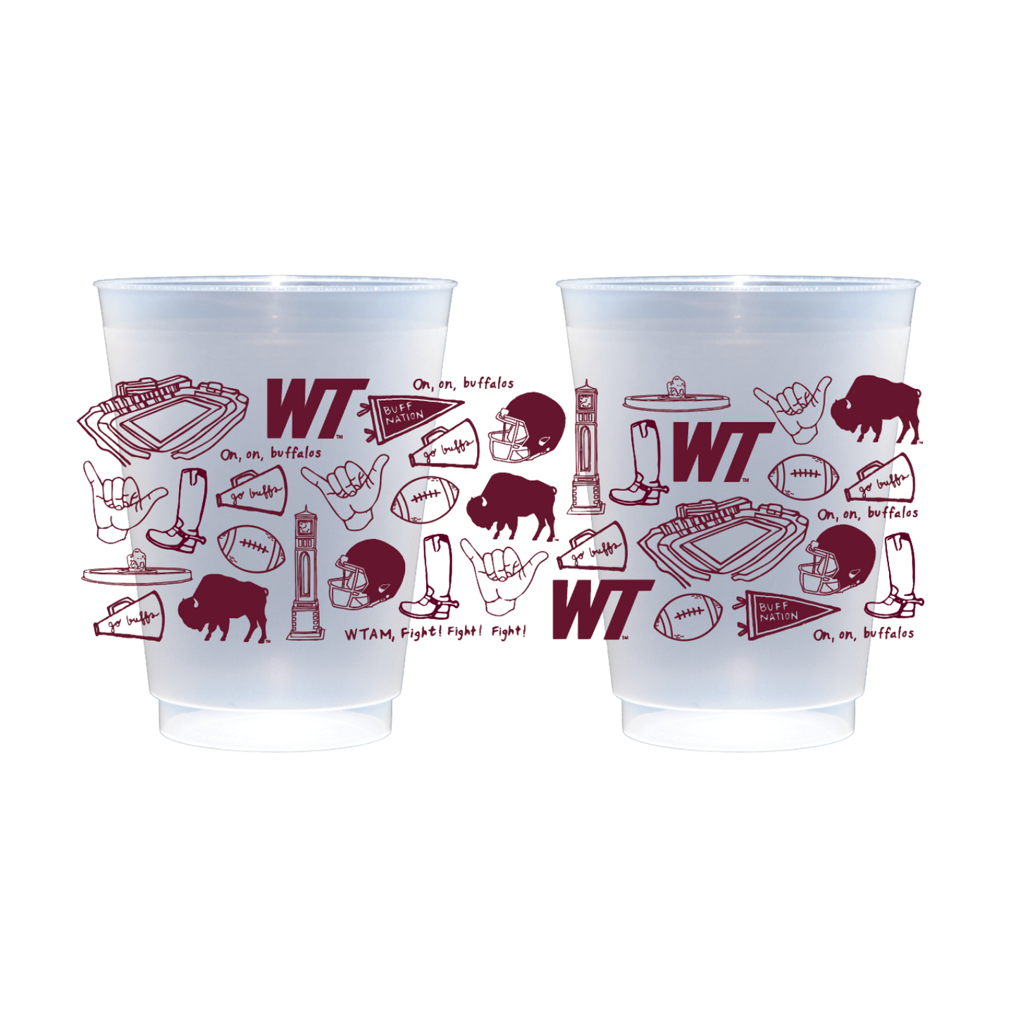 WTAMU Shatterproof Cups - Set of 8