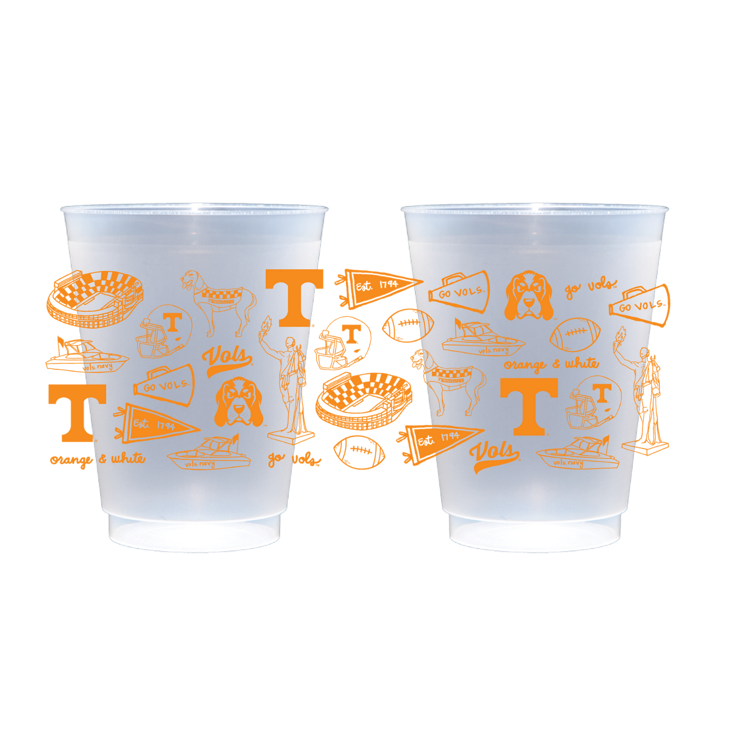 Tennessee Shatterproof Cups - Set of 8