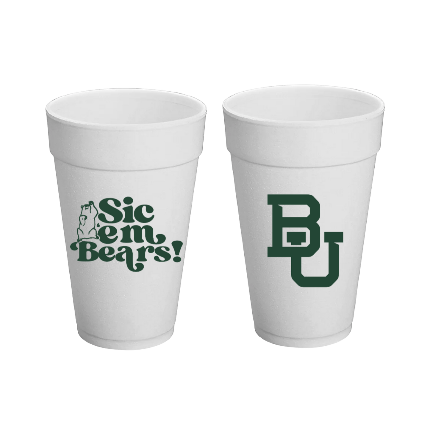 Baylor Styrofoam Cups Set of 8 - 20 ounces