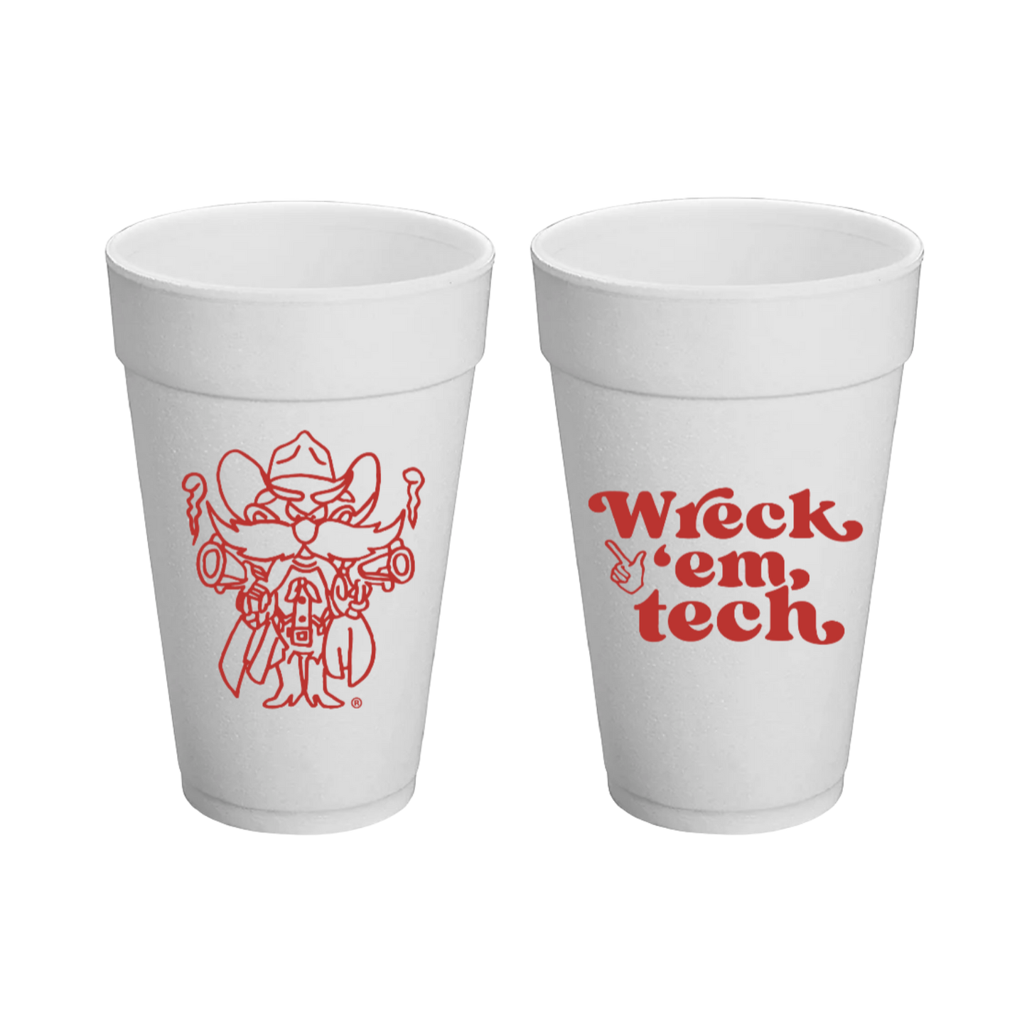 Texas Tech Styrofoam Cups Set of 8 - 20 ounces