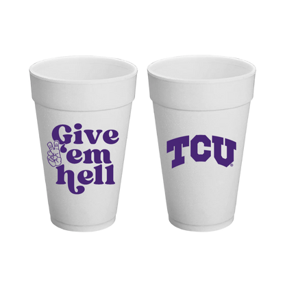 Texas Christian University (TCU) - 20 oz Styrofoam Cups, Set of 8