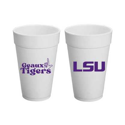 Louisiana State University (LSU) - 20 oz Styrofoam Cups, Set of 8