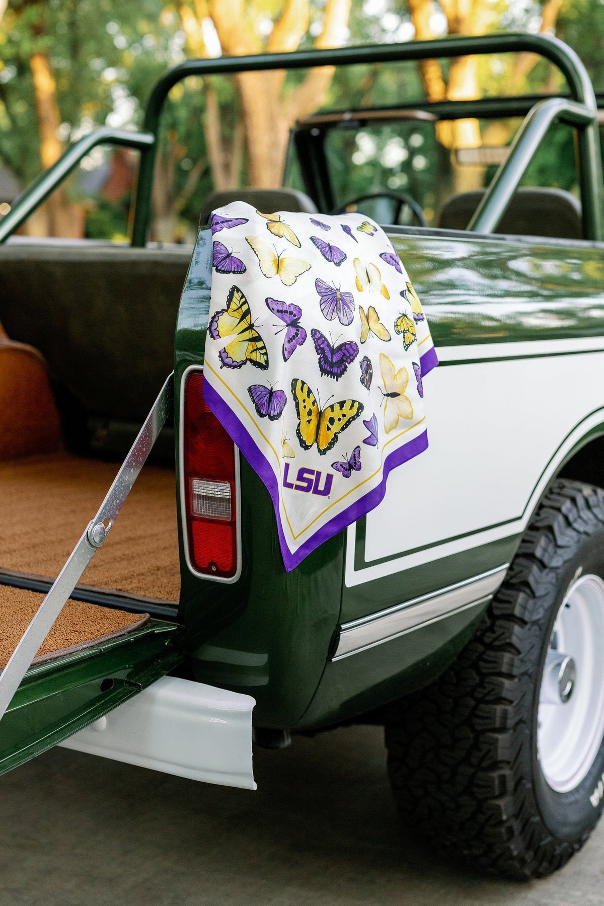 Louisiana State University (LSU) - Butterfly Square Silk Scarf