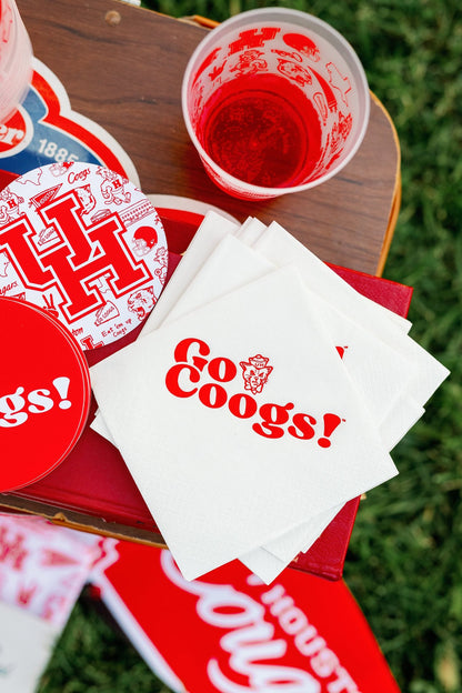 The University of Houston - White 3-Ply Cocktail Napkins, Set of 25