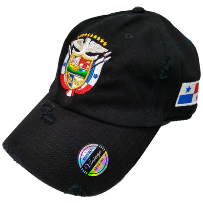 Vintage Panama Hats with Embroidered Panama Shield and Flag
