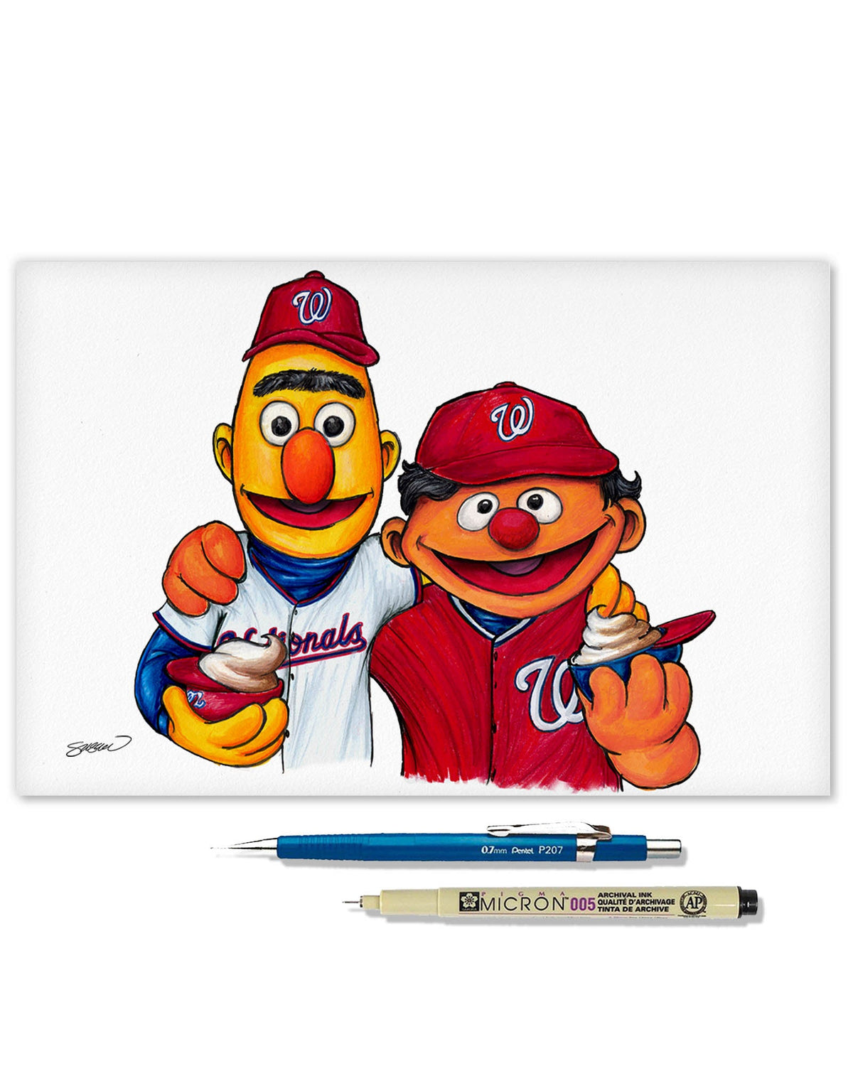 Bert and Ernie x MLB Nationals Limited Edition Art Print