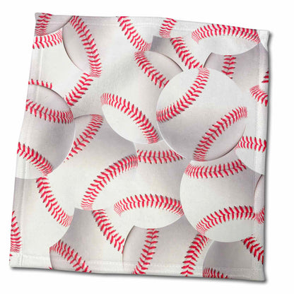 3dRose Baseball Pattern - White and red Balls - Base Ball Sport - Sporty -... - Towels (twl-161323)