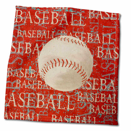 3dRose Large Baseball on The Words Baseball in Red - Towels (twl-211500)