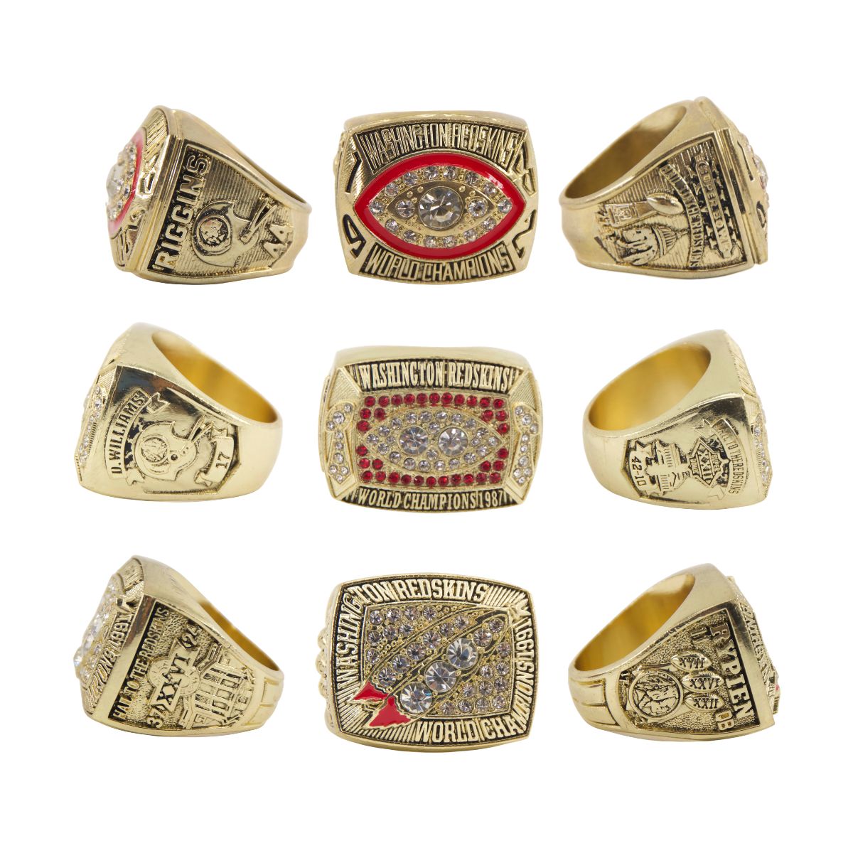 Washington Football Championship Ring Set – Collectible Rings 1982, 1987, 1991