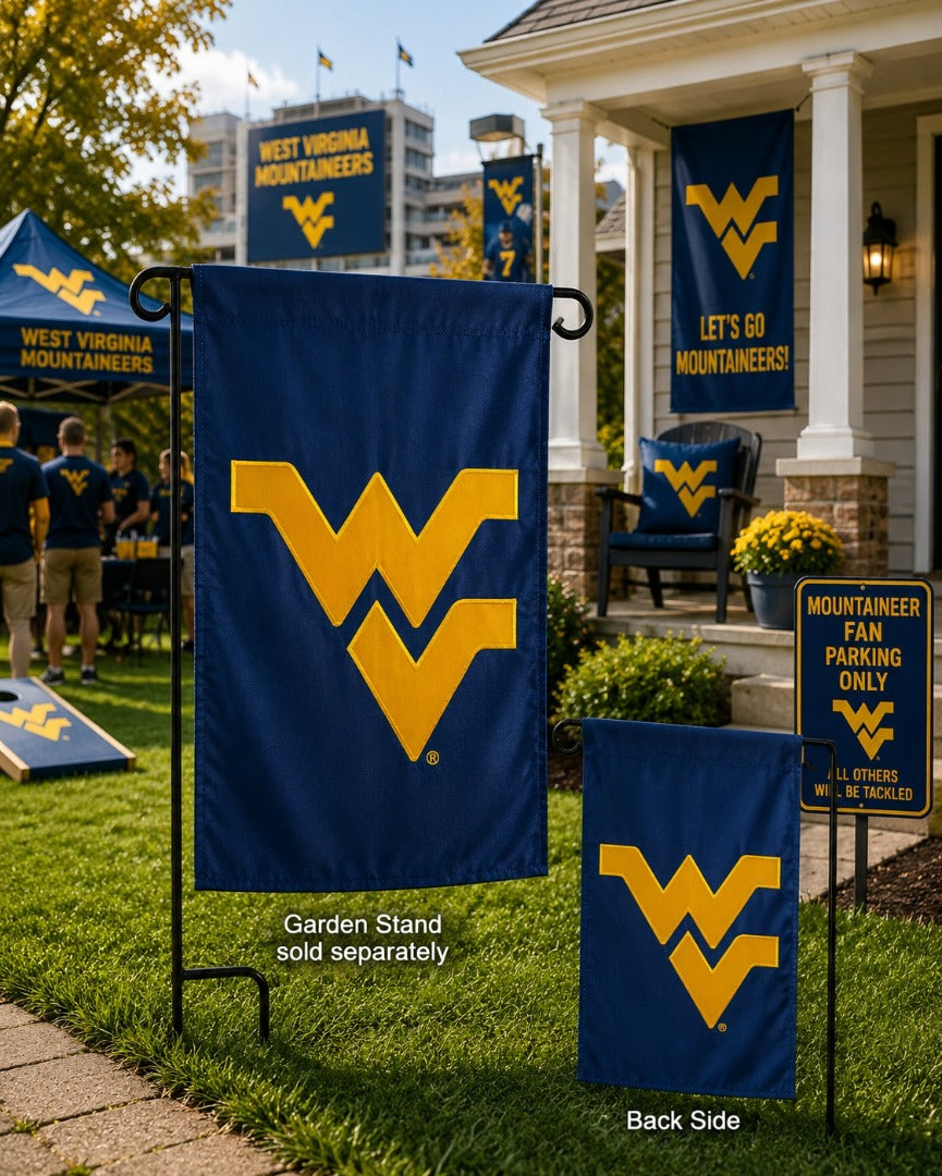 West Virginia University Garden Flag 2 Sided Applique Logo