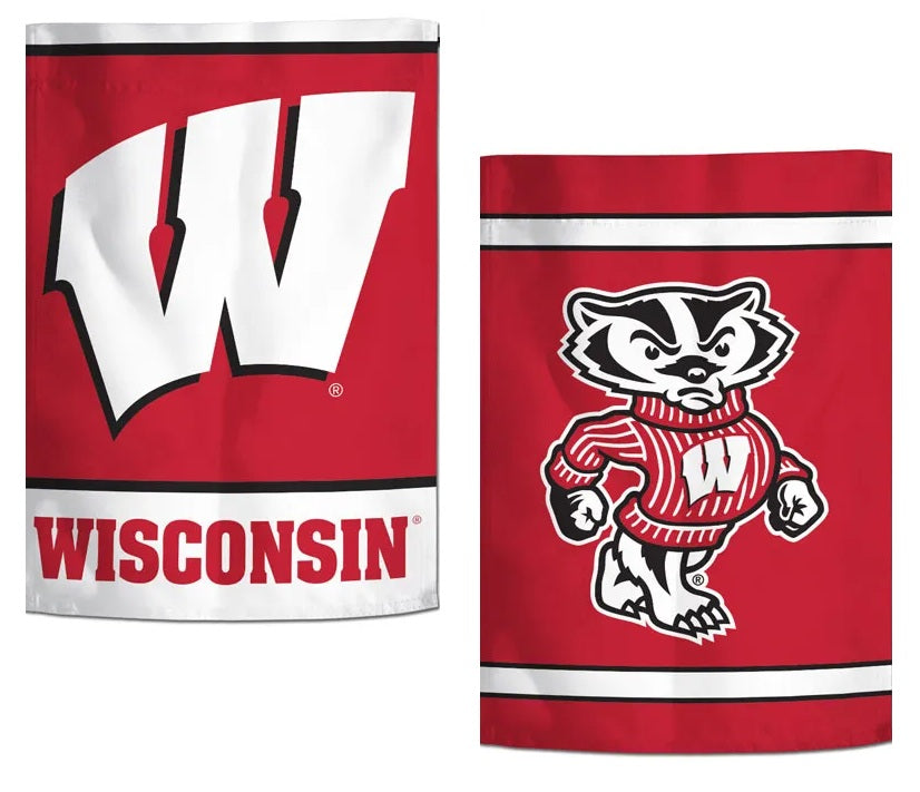 Wisconsin Badgers Garden Flag 2 Sided Bucky