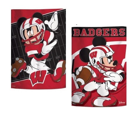 Wisconsin Badgers Garden Flag 2 Sided Disney Mickey Mouse