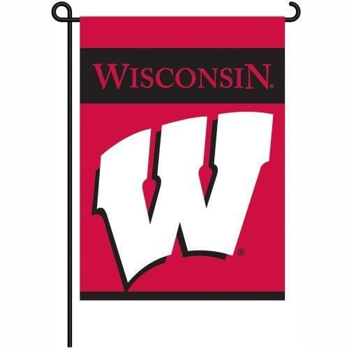 Wisconsin Badgers Garden Flag 2 Sided W Logo