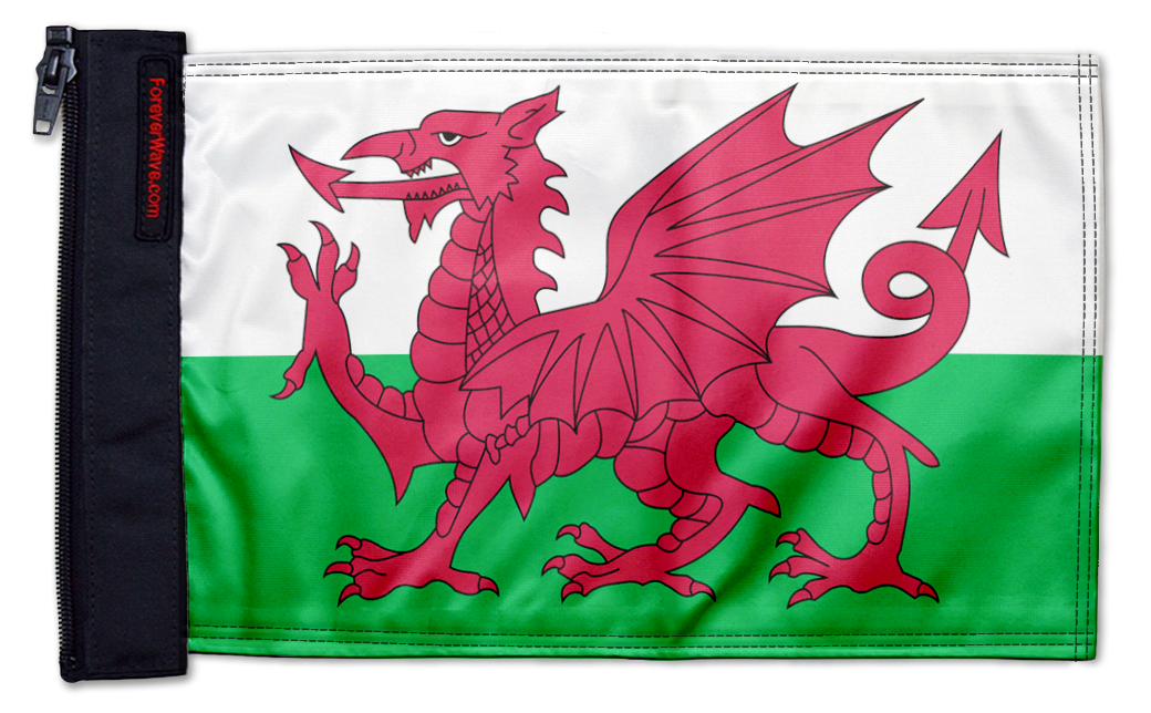 Wales 12"x18" Forever Wave Flag for Golf Carts