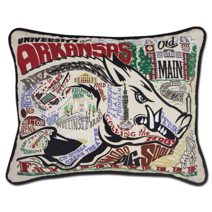 Arkansas, University of Collegiate Hand-Embroidered Pillow