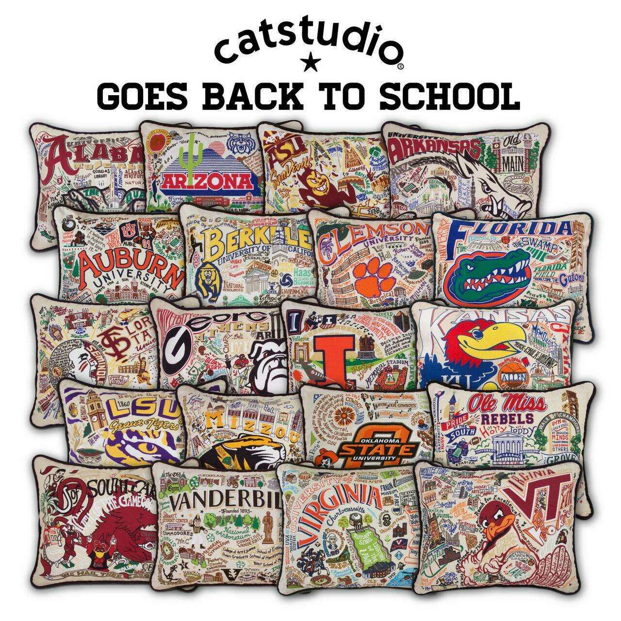 Arkansas, University of Collegiate Hand-Embroidered Pillow