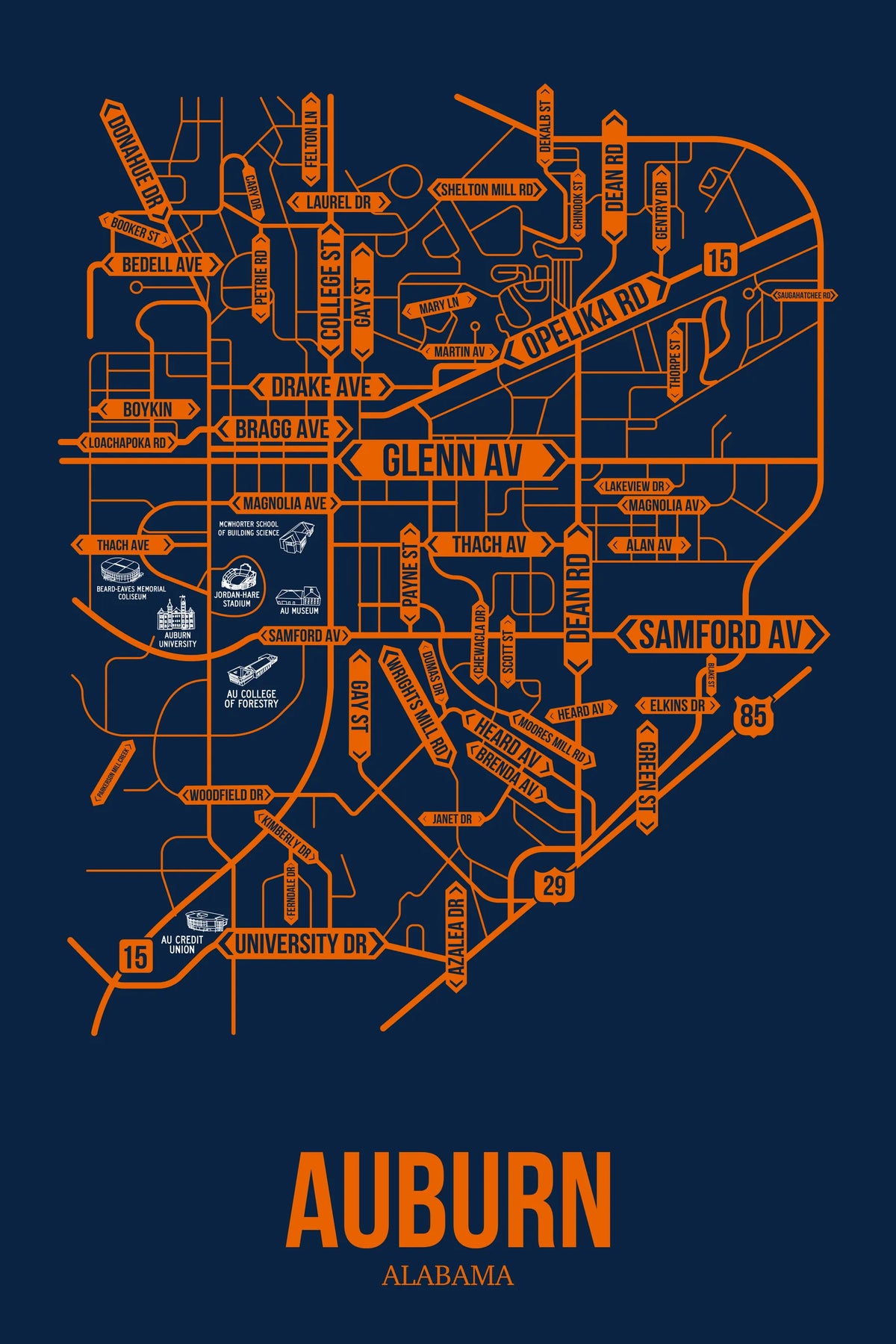 Auburn, Alabama street map