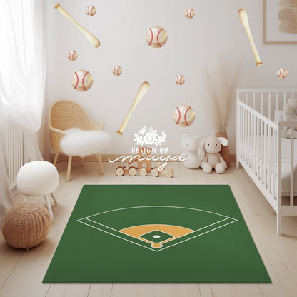 Baseball Field Playroom Rug / World map Area Rug