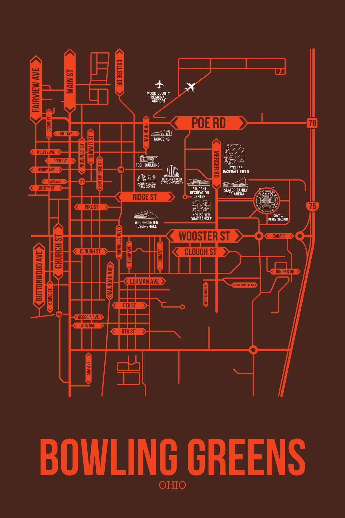 Bowling Green, Ohio street map