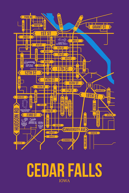 Cedar Falls, Iowa street map