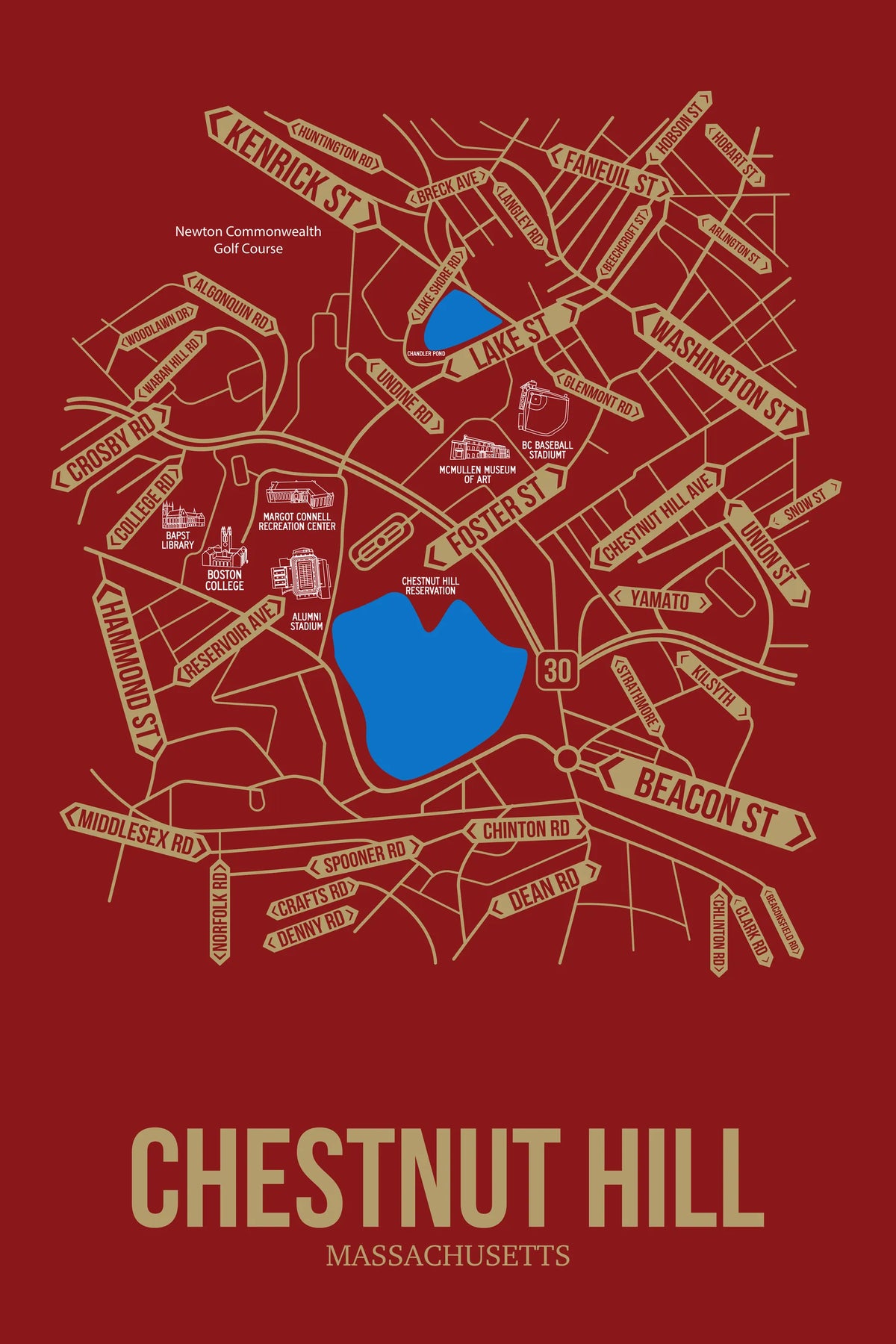 Chestnut Hill, Massachusetts street map