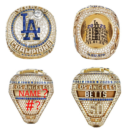 Personalized 2025 Los Angeles Baseball Championship Ring – Custom Name & Number | Ring Ceremony Edition