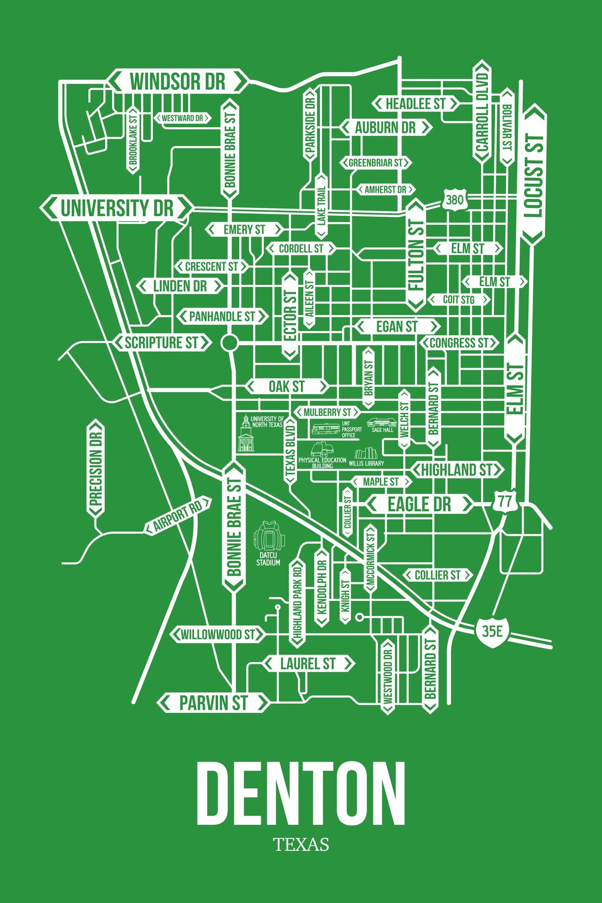 Denton, Texas street map
