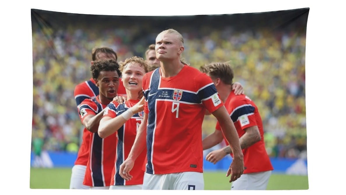 Erling Haaland Norway Vs. Brazil Flag For 2026 World Copa