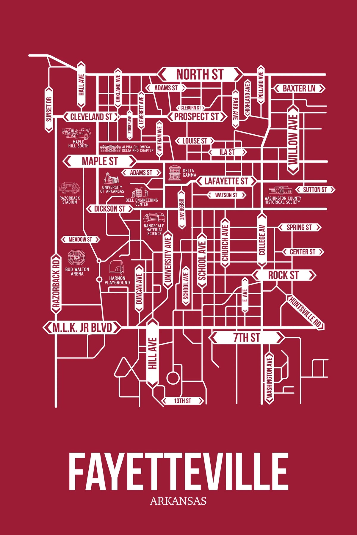 Fayetteville, Arkansas street map