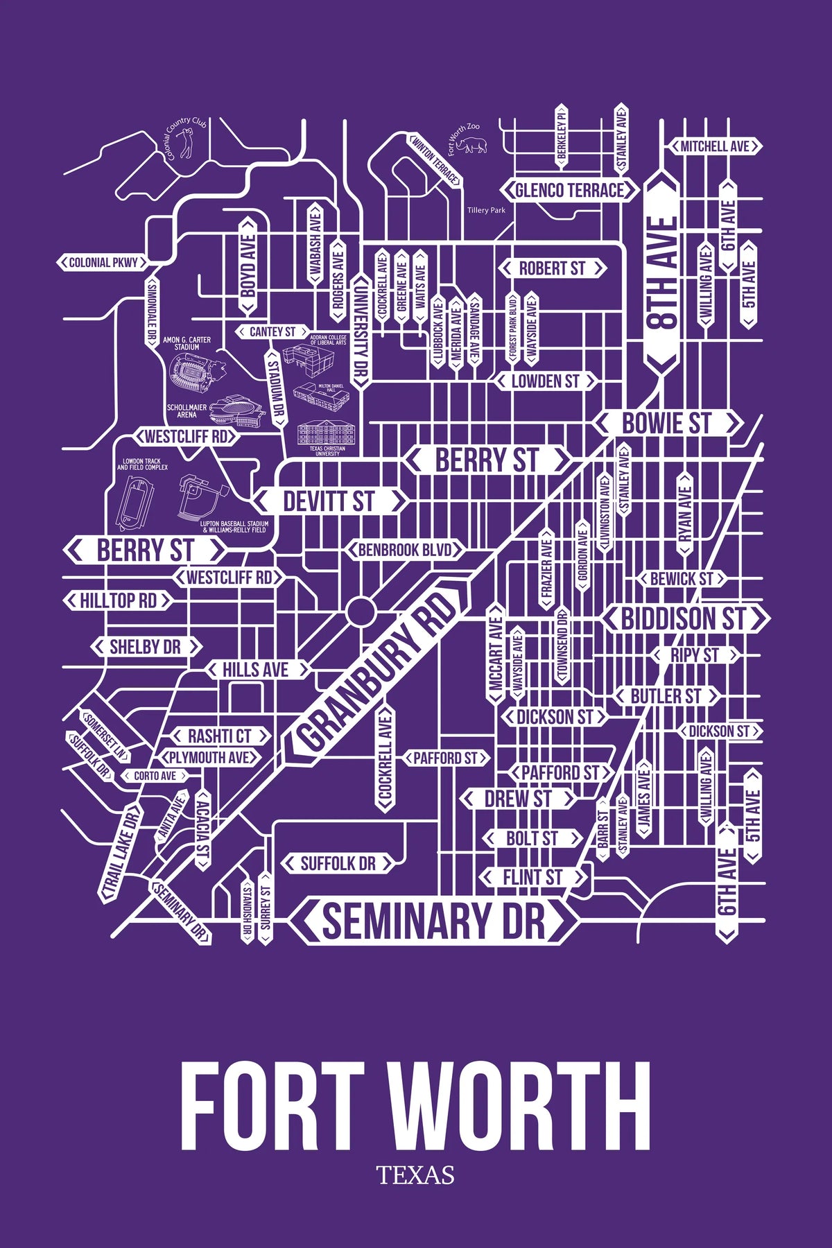 Fort Worth, Texas street map